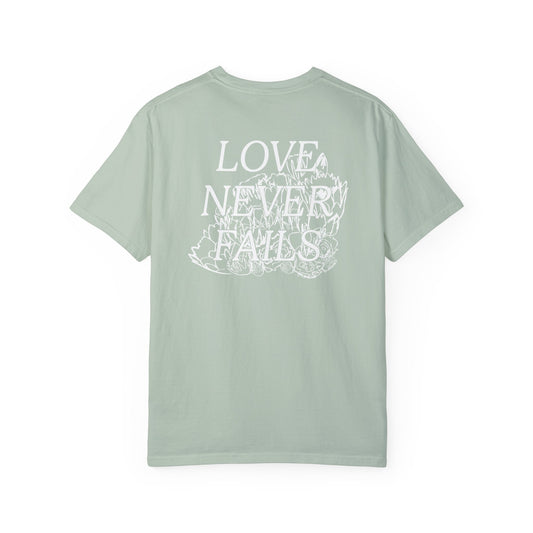 LOVE NEVER FAILS Tee (solid colors)